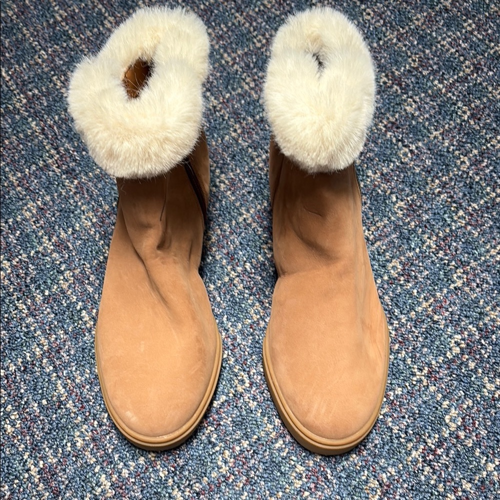 Preloved L. Paolo faux fur and polyester brown and cream boots size 8